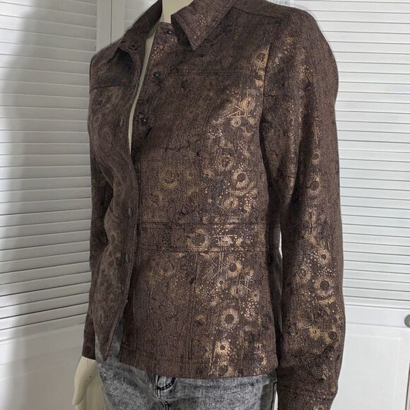 Coldwater Creek Metallic Snap Down Jacket Size 10 - Picture 8 of 12